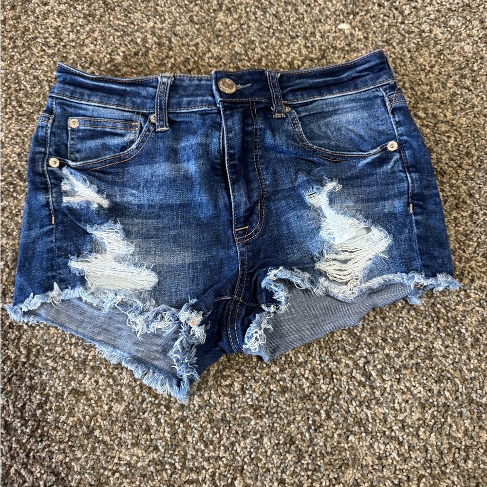 American Eagle Outfitters Blue Distressed Jean Shorts